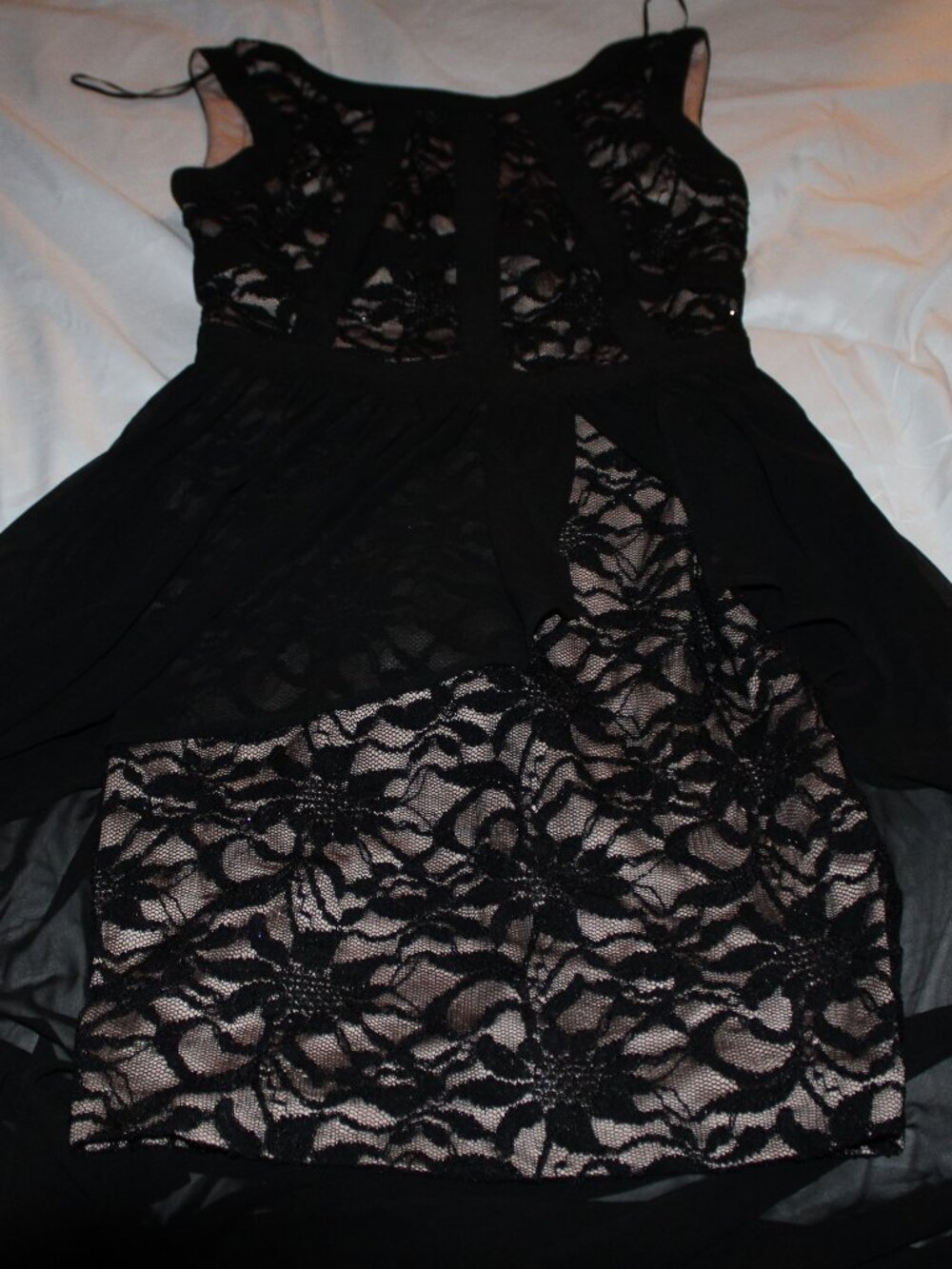 Morgan & Co Black High-Low Black Lace Dress Size 3/4